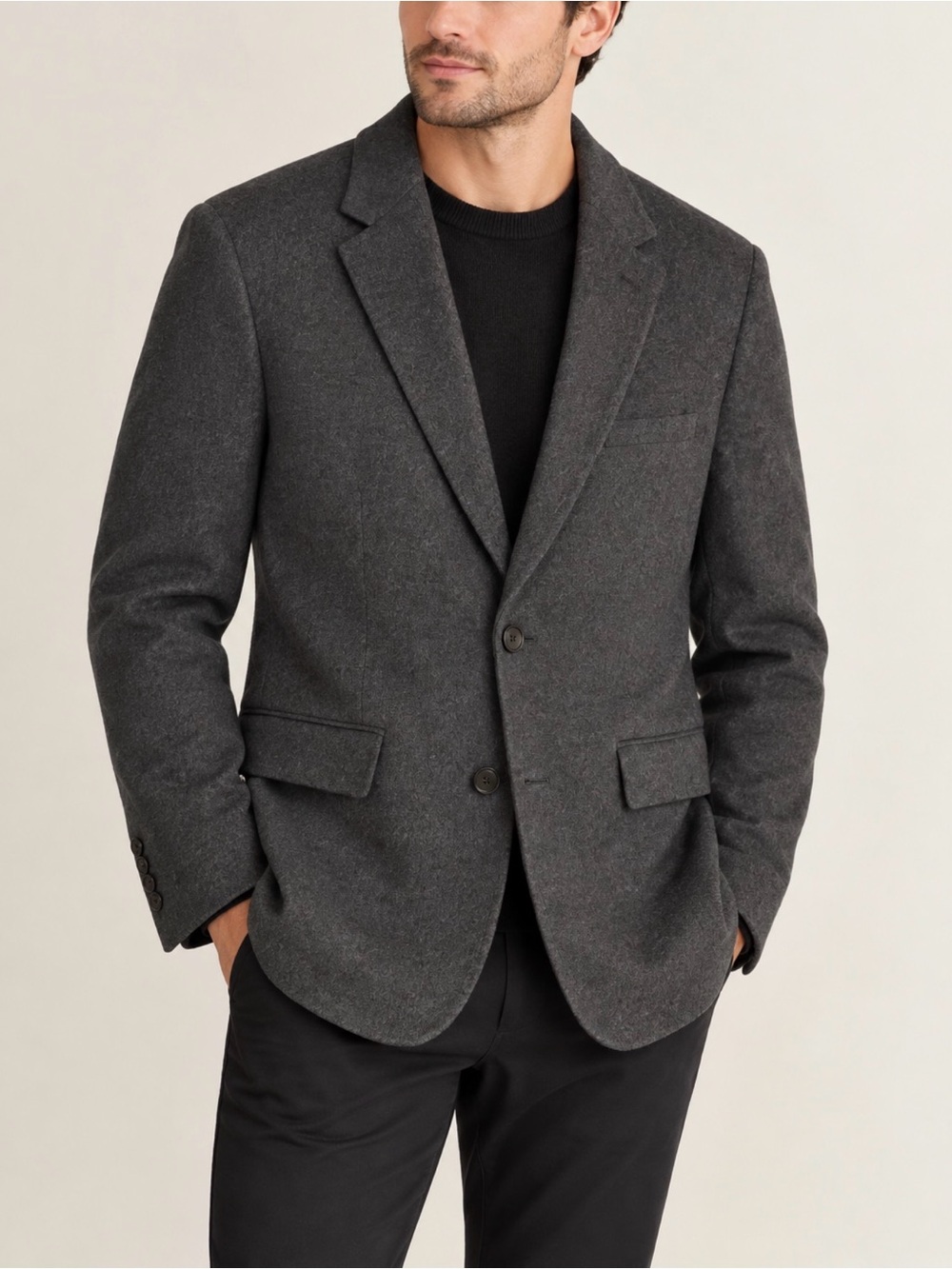 Quince Men’s 100% Mongolian Cashmere Coat | Charcoal Gray | Size L